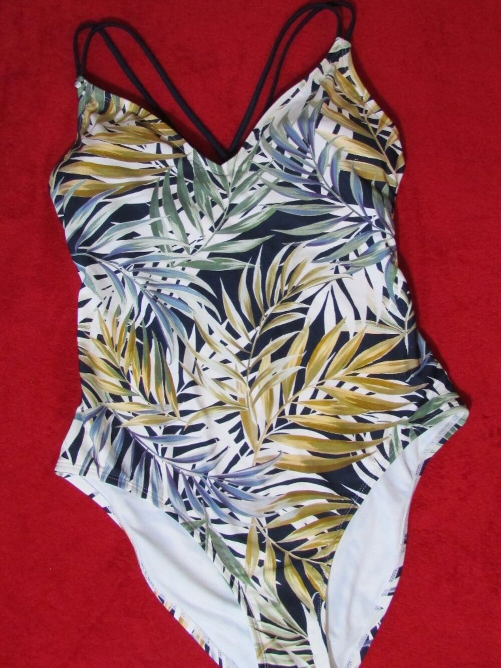 Hurley Floral One Piece Swim - Blue Green Gold - Moderate Coverage